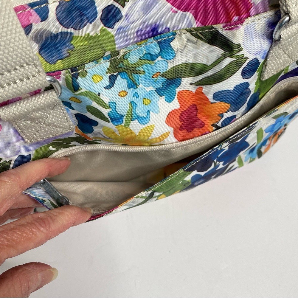 Kipling Multicolor Floral Bethel Shoulder Bag Purse Water Color Multi Pocket - Picture 7 of 15